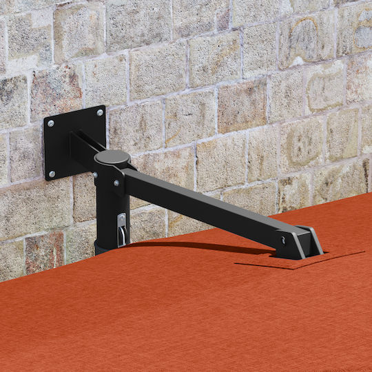 Wandmontierter Quadratischer Metall-Garten- und Terrassen-Sonnenschirm Orange 3x3xHöhe 1,6 m