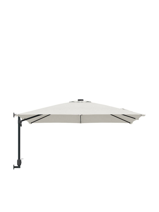 Square Aluminum Floor Parasol Beige with Valance 2.5x2.5m