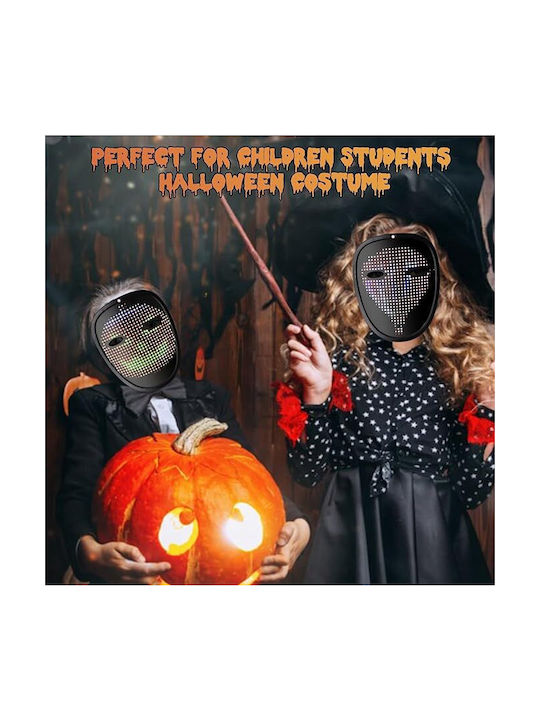 Masca de Halloween cu LED Inteligentă 50 Imagini Schimbare Imagini Gestuale Reîncărcabilă Wireless pentru Copii Negru
