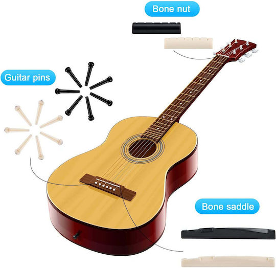 Guitar Zubehörset 66 Stück Einschließlich Tuner Capo Plektren Gitarrensaiten Steg 5 Silikon Finger Schützer