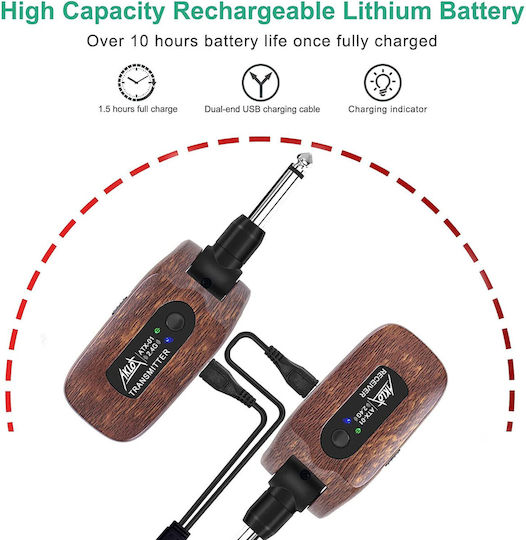 Sistem Wireless 2.4GHz Transmițător Receptor pentru Chitară Plug Play 8 Ore Funcționare Chitară Electrică Bass Chitară Vioară Claviatură