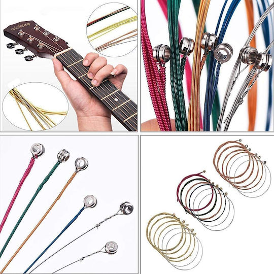 60-teilige Zubehörteile für Gitarre Stimmgerät Capo Saitenwickler Gitarrensaiten Nägel Plektren Fingerprotektoren Krallenplektren