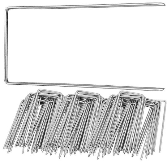Set 100 Metal Anchors Agrotextile Fixing 15x7 Cm Silver