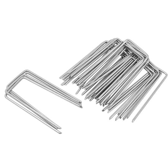 Set 100 Metal Anchors Agrotextile Fixing 15x7 Cm Silver