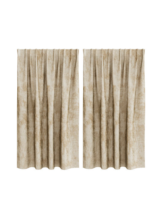 vidaXL Set Window Curtains With Pencil Pleat Beige 140x140cm