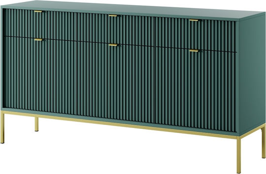 Sideboard Nova Wooden with Drawers Green + Gold 154x39x83cm