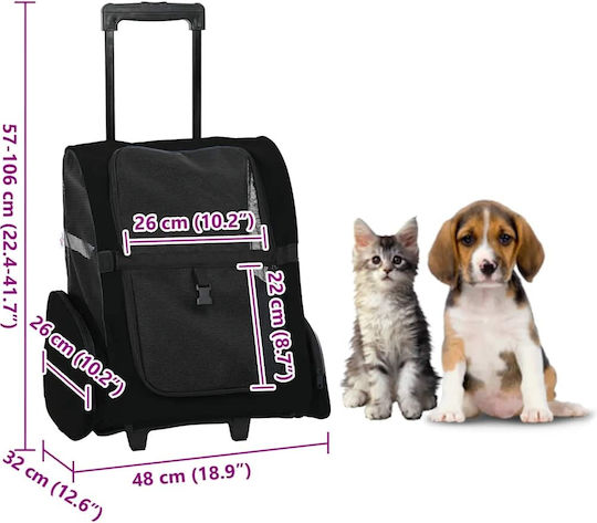 vidaXL Kinderwagen für Hunde / Katzen bis 20kg Schwarz L57xB48xH32cm.