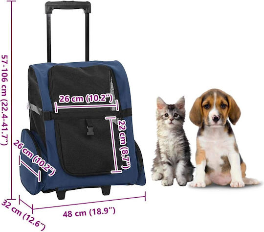 vidaXL Dog/Cat Carrying Blue Stroller for 20kg Pets L57xW48xH32cm