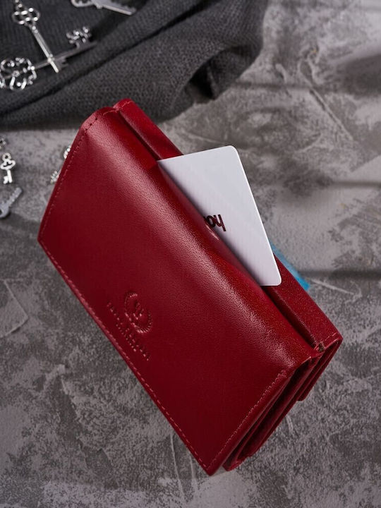 Small Leather Women's Wallet with RFID Red