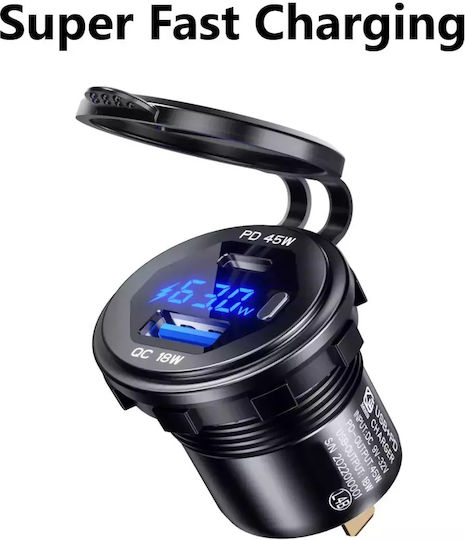 Motorradladegerät Schnellladung mit Anschlüssen: 2xType-C
