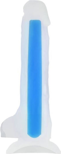 ToyFa Glass Dildo with Balls and Suction Cup Blue 16.5cm