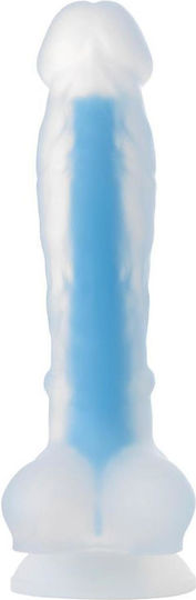 ToyFa Glass Dildo with Balls and Suction Cup Blue 16.5cm