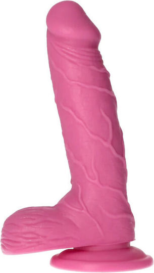 Toyz4lovers Dildo realist cu Testicule și Ventuză Fuchsia 21.5cm