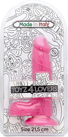 Toyz4lovers Dildo realist cu Testicule și Ventuză Fuchsia 21.5cm