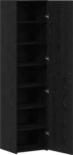 Office Storage Cabinet Wooden Black Oak 45x42.5x185cm