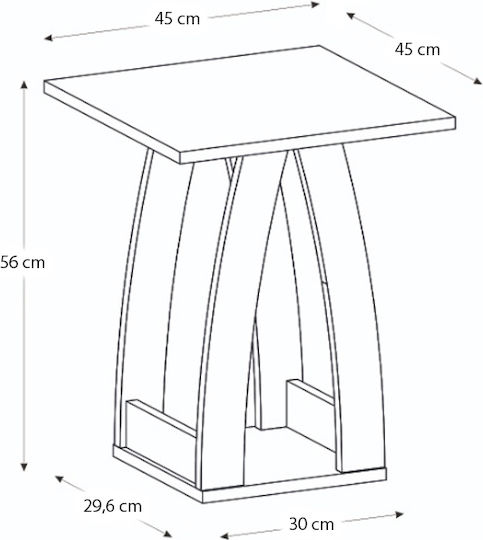 Square Side Coffee Table Deros Wooden Sepet Oak W45xL45xH56cm