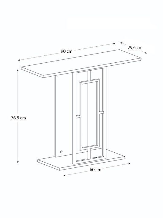 Brandy Console Table Wood & Metal Black - Black Marble Effect - Gold L90xW29.6xH76.8cm