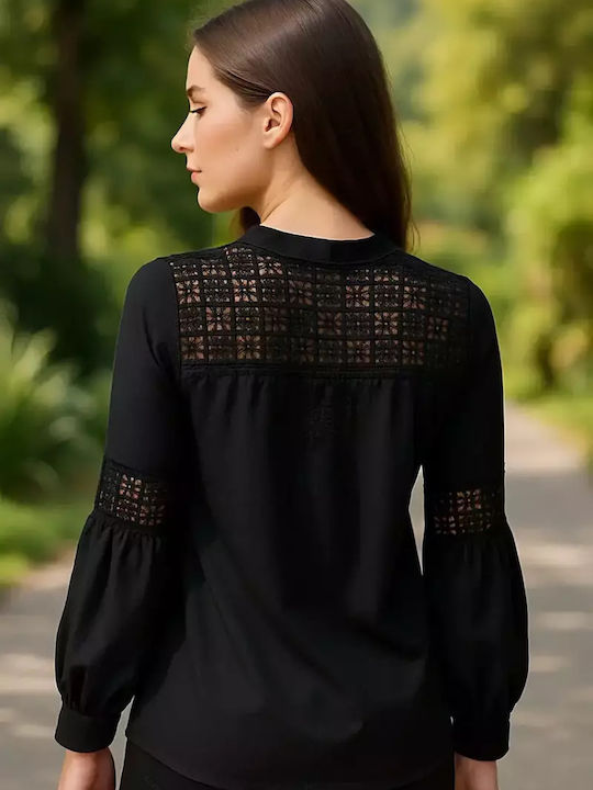 Women's Blouse Cotton Long Sleeve with Zipper Green