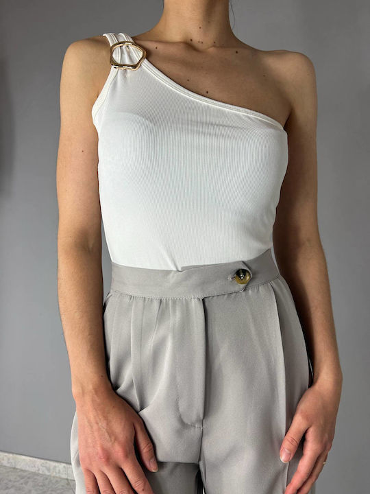Damen Bluse mit einem Schulter White