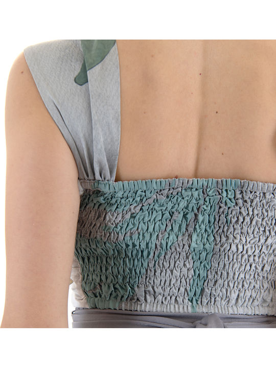 Damen Crop Top Ärmellos Grey, Orange, Green