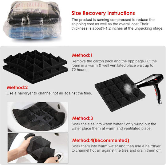 Set of Sound Absorbing (24pcs) 25cm x 25cm x 50mm