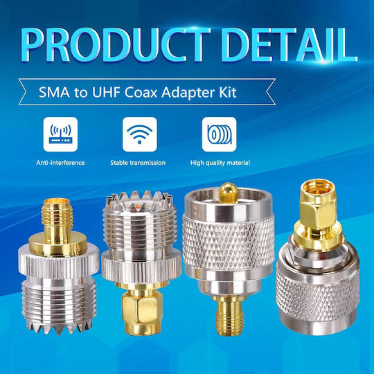 Set 4 Sma To Uhf Adaptoare Anti-interferență Transmisie Stabilă Analizor Radio Antenă Wifi Antenă Gps Cablu Coaxial Router