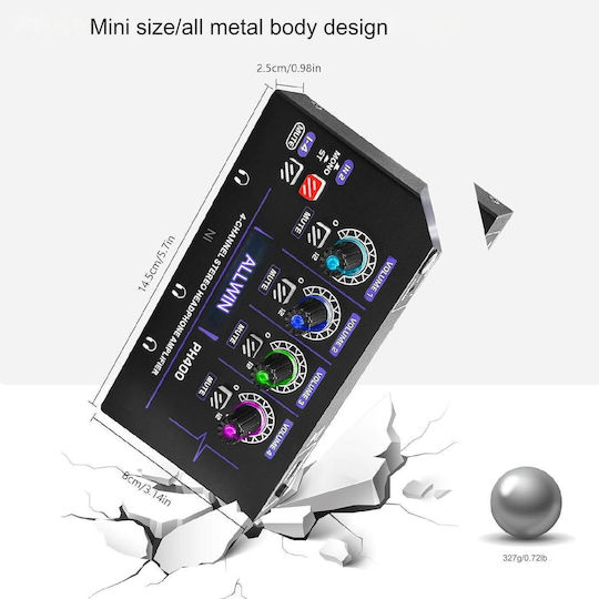Amplificator Rgb Pentru Căști 4 Canale 3.5mm 4 Canale 6.35mm Mini Amplificator Ph400 Mono Stereo Control Volum Audio Scene Studiouri Petreceri Negru