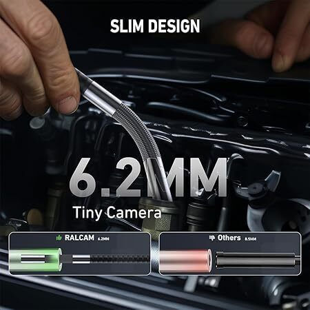 Endoscop industrial 6.2 Mm Cameră endoscopice de inspecție articulată 2 M Tub semi-rigid Endoscop rotativ 360° Hd 720p Cameră de inspecție Ecran Ips de 4.3 Inch 1080p Cameră 6 Leds Ip67 Memorie 16gb