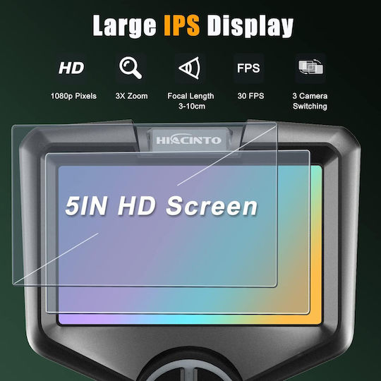 Camere endoscopice industriale pentru inspecție 3 Lentile 8 Mm Tub flexibil semi-detașabil 10 M 10 Lumini LED Rezistent la apă Ip68 Card de memorie de 32 Gb inclus