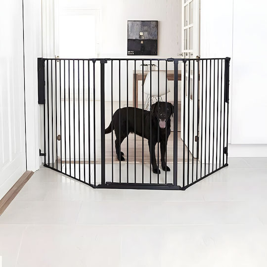 Pliabil Ușă de siguranță Montaj simplu din Metal în Culoare Negru 300x74cm 1buc
