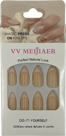 Nail Tips French in White Color 12pcs Κ-5241