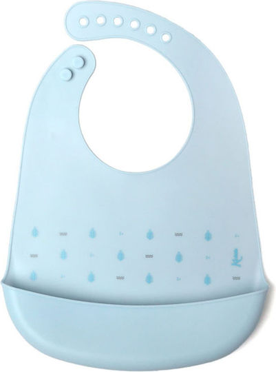 Kiokids Wasserdicht Lätzchen Silikon mit Taste & Tasche Sky Blue für 4 m+