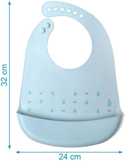 Kiokids Wasserdicht Lätzchen Silikon mit Taste & Tasche Sky Blue für 4 m+