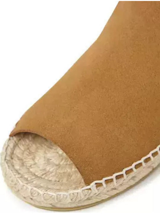 Women's Flat Sandals in Tabac Brown Color