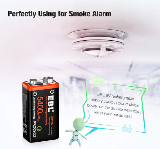 Set 4 Презареждащи се 9V Батерии Чрез Usb 5400 Mwh Бързо Зареждане 4 В 1 Кабел за Зареждане