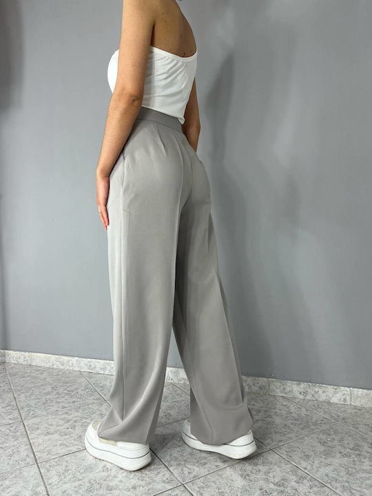Pantaloni Largi Dama Stil Palazzo Fit Gri Deschis