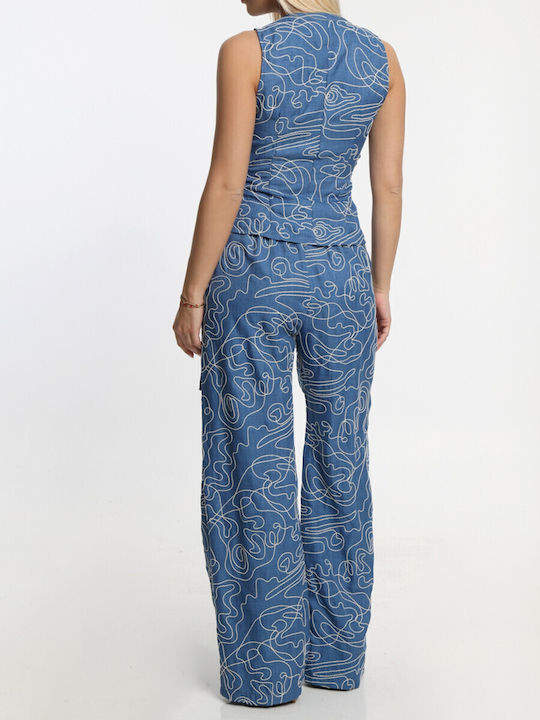 Women's Blue. Set with Pants
