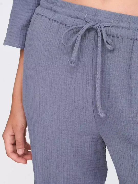Women's Fabric Trousers Relaxed Fit Blue