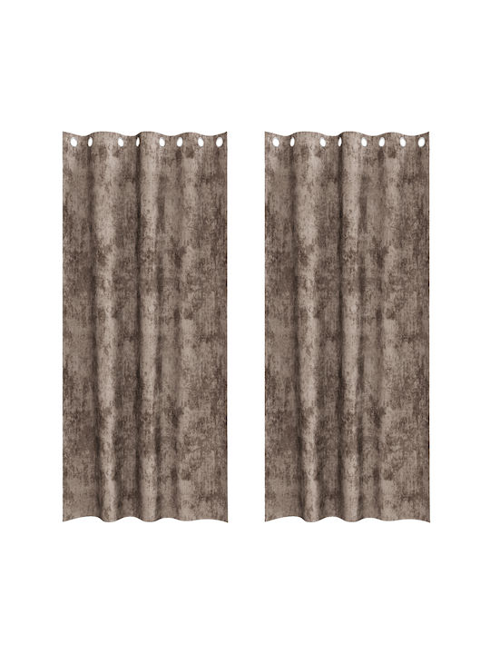vidaXL Set Window Curtains with Brown Grommets 140x260cm
