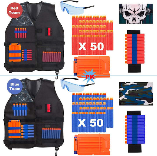 Set 2 Veste Compatibile Nerf N-strike Elite Series Vesta Tacticele Măști 100 Săgeți de Spumă 2 Brățări Magazii