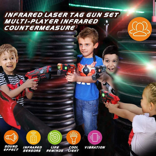 Infrared Laser Tag Set 4 Pistols 4 Vests Interactive Indoor Outdoor Use Vibration Function Sound Effects Led Light