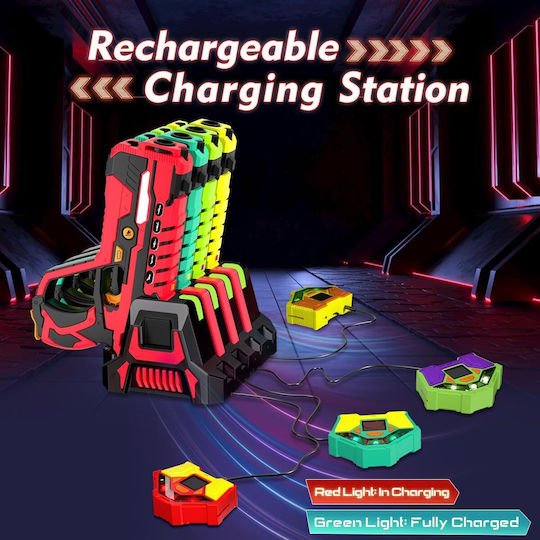 Set Infrared Laser Tag 4 Pistoale de jucărie 2.4 Ghz 4 Recepționare Afișaj Led 5 Moduri de tragere Stație de încărcare Jucărie Interactivă pentru interior și exterior