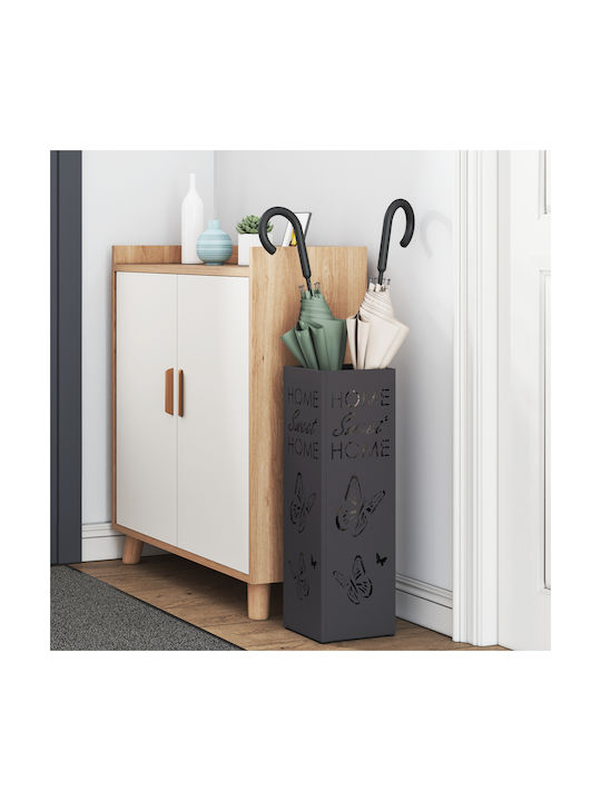 vidaXL Параван за чадъри Метал Черен 1бр