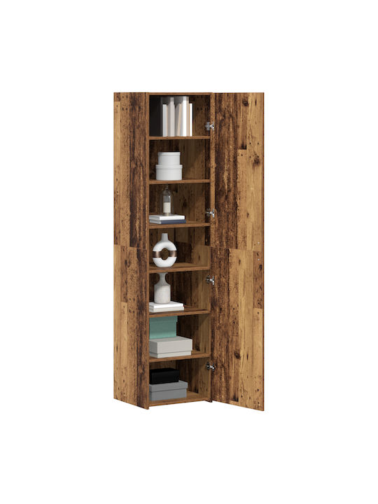 Living Room Display Cabinet Made of MDF with Worn Wood Finish 45x42.5x185cm