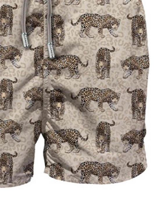 Gustavialeo On Leo Men's Swimwear Shorts Beige with Patterns