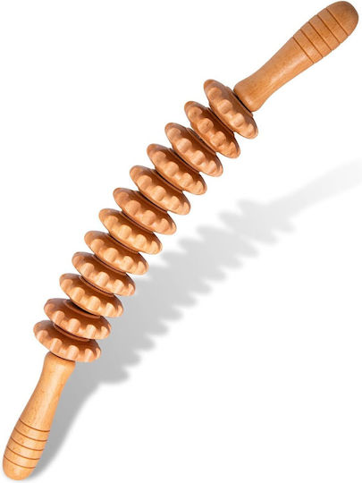 P For Pelion Wooden Roller Massage for the Body against Cellulite Brown