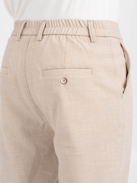 Trousers Elastic in Loose Fit Beige