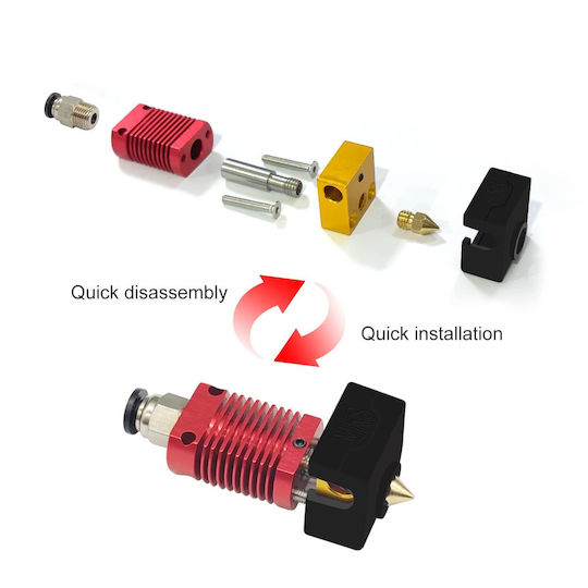 Kit Duză pentru Imprimante 3D 16 Bucăți 2 Extrudere Hotend-uri Duză Mk8 Duză V6 Duză Pc4-01 Conectori 2 Capace de Silicon Cr-10 Cr10s Ender 2 Ender 3 Ender 5