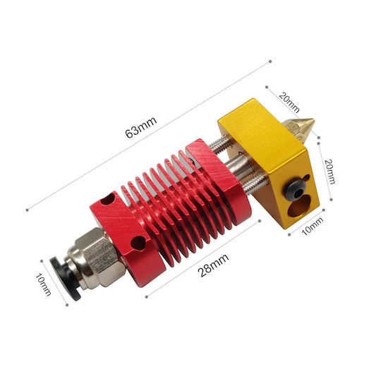 Kit Duză pentru Imprimante 3D 16 Bucăți 2 Extrudere Hotend-uri Duză Mk8 Duză V6 Duză Pc4-01 Conectori 2 Capace de Silicon Cr-10 Cr10s Ender 2 Ender 3 Ender 5