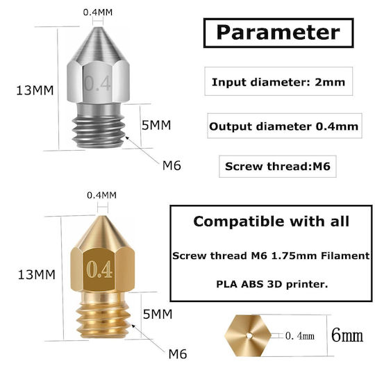 Set Duză Pentru Imprimante 3D 30 Bucăți 0.2mm 0.4mm 0.6mm M6 Șurub 1.75mm Filament Cupru Oțel Inoxidabil Tije de Curățare Creality Ender 3 V2 Ender 3 Ender 3 Pro Ender 3 Max Ender 5 Pro Ender 3 S1 Ender Neo Cr